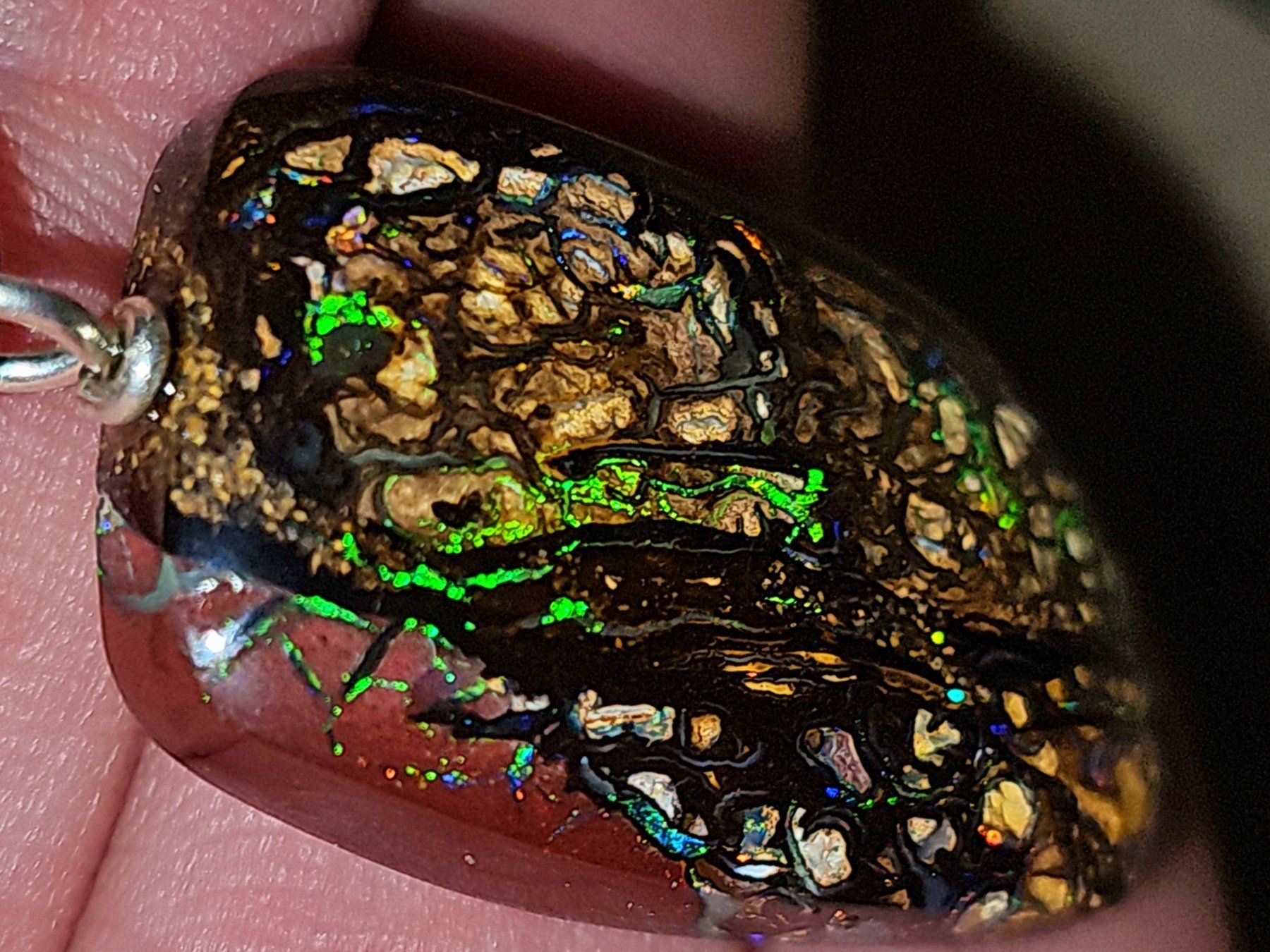 Edelsteine: Natürlicher australischer Boulder Opal Silber Anhänger – Neu und originalverpackt aus Uerkheim von Winwinner
