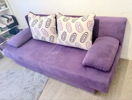 Lila Sofa Bett mit Stauraum 140x190 cm guter Zustand