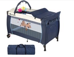 Kinderreisebett Hund 132x75x104cm mit Wickelauflage und Tra