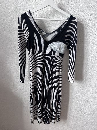 Just Cavalli Kleid Zebra-Print Schwarz/Weiss, Gr. 42 M