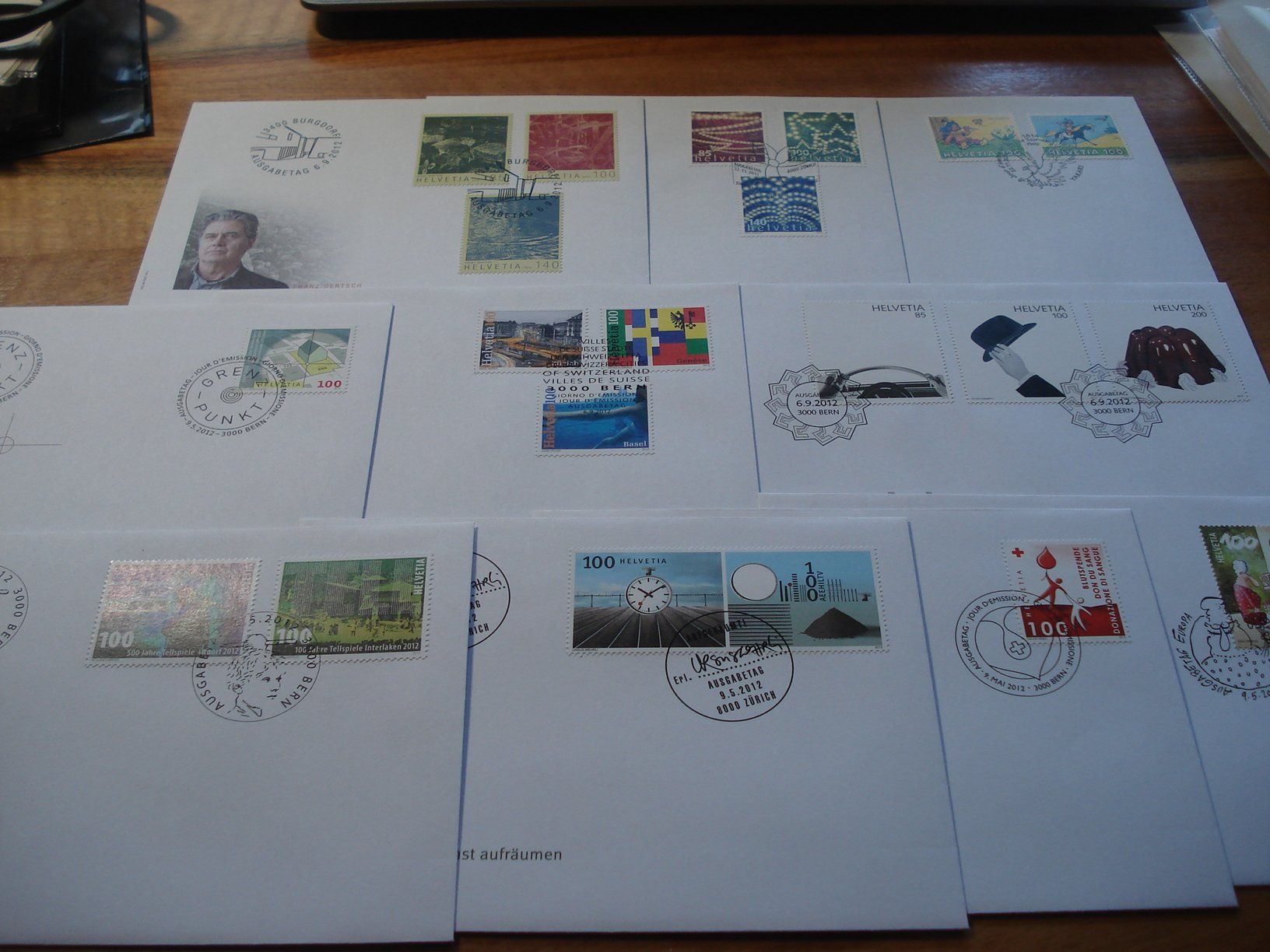Alle Briefmarken: Schweiz 2012, Set FDC , 18 Belege – Gebraucht aus Niederwil AG von morostahu