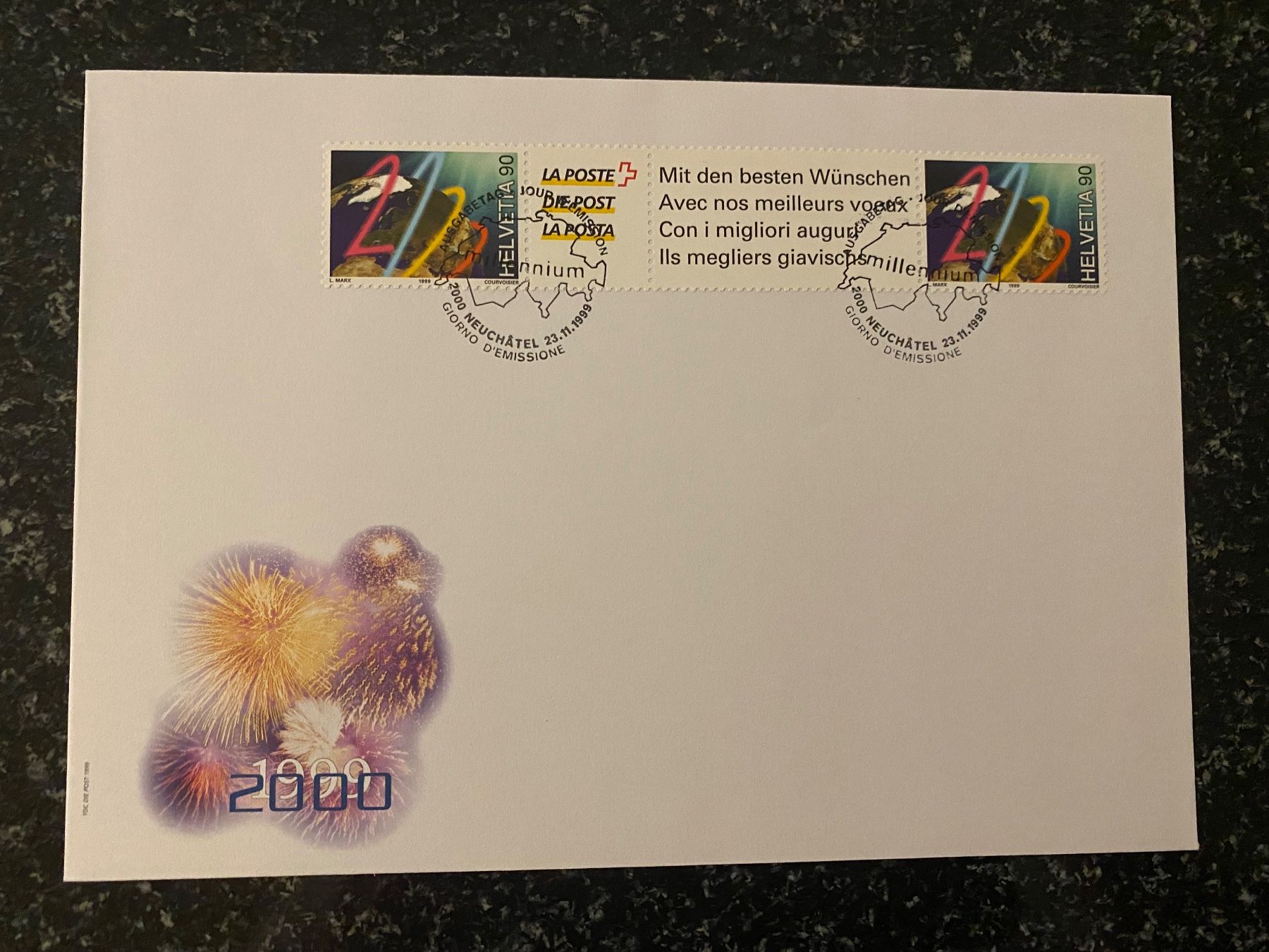 Tutti i francobolli: Schweizer Briefmarken-FDC "Millennium" von 1999 – Usato da Bätterkinden venduto da Albera