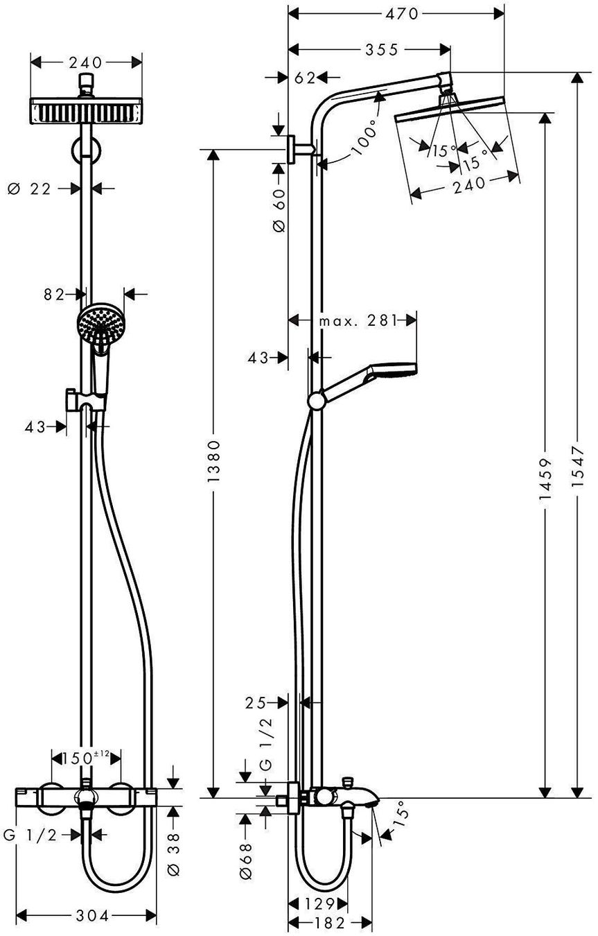 Hansgrohe Docce: Hansgrohe Crometta E240 1jet Duschsystem – Nuovo e nell'imballaggio originale da Bottighofen venduto da zaap 3