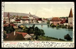 AK Solothurn, Ortsansicht mit Fluss