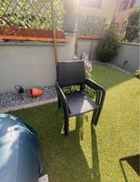 Gartenset Rattanoptik Tisch mit Glasplatte 4 Stühle