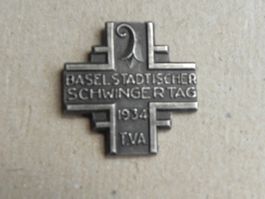 Abzeichen Brosche Schwingfest Schwingen Basel Stadt BS 1934