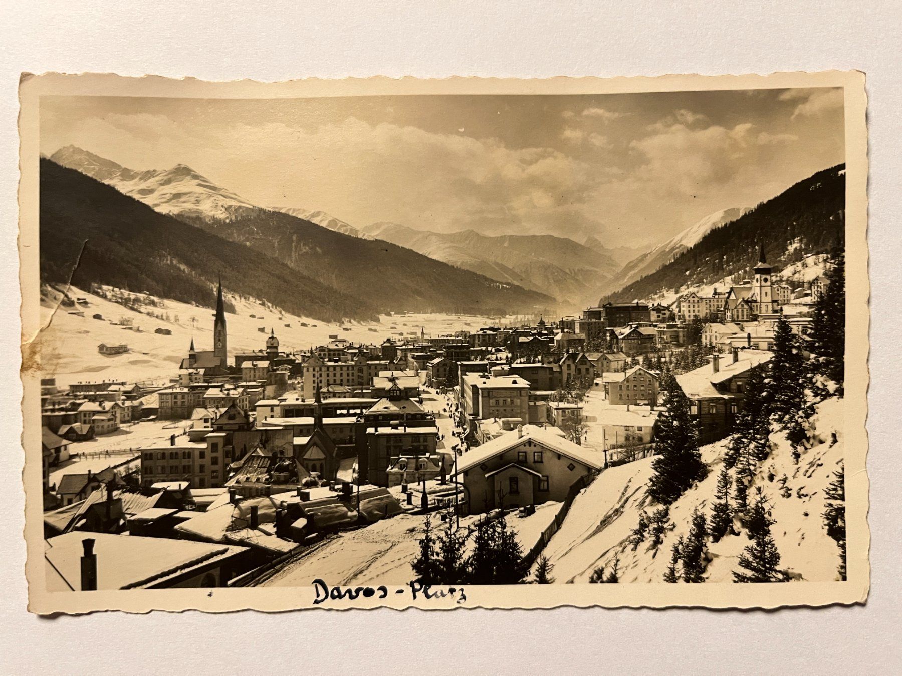 Ansichtskarten: Ansichtskarte Davos Platz mit Stempel Davos Platz 1934 – Gebraucht aus Wettingen von _Nordliechtli_