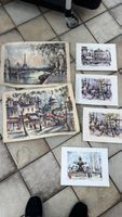 Aquarell Bilder Paris und historische Ansichten Konvolut