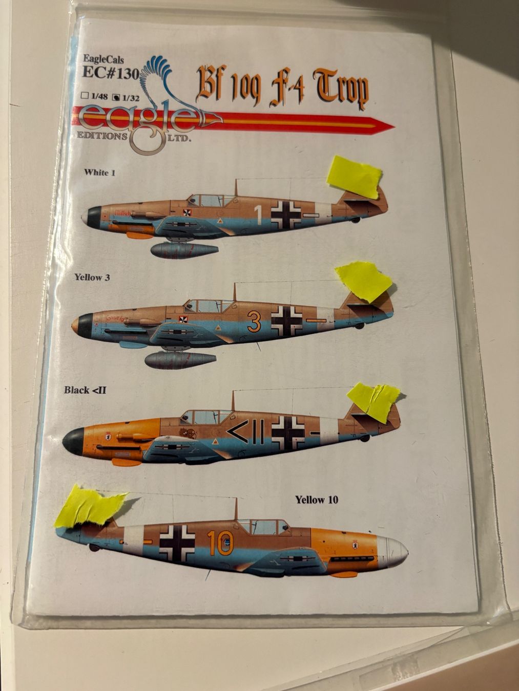 Kits de montage: 1/32 MESSERSCHMITT BF 109F-4 TROP DECALS – D'occasion à MÜHLEDORF/SO par tru_wsv8