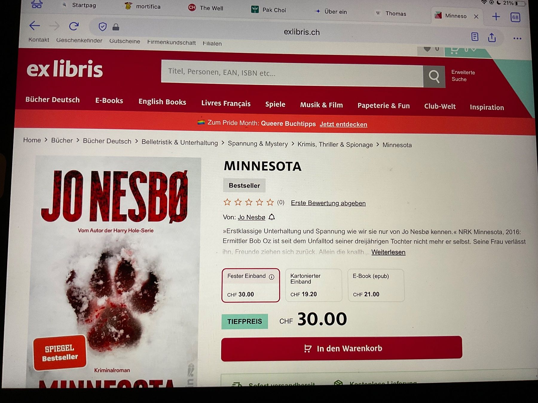 Bücher: Jo Nesbo Minnesota – Neu (gemäss Beschreibung) aus Herisau von eri_2tb5 2