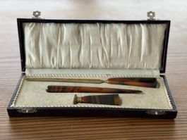 Briefpapier-Set mit Stempel und Brieföffner braun/orange