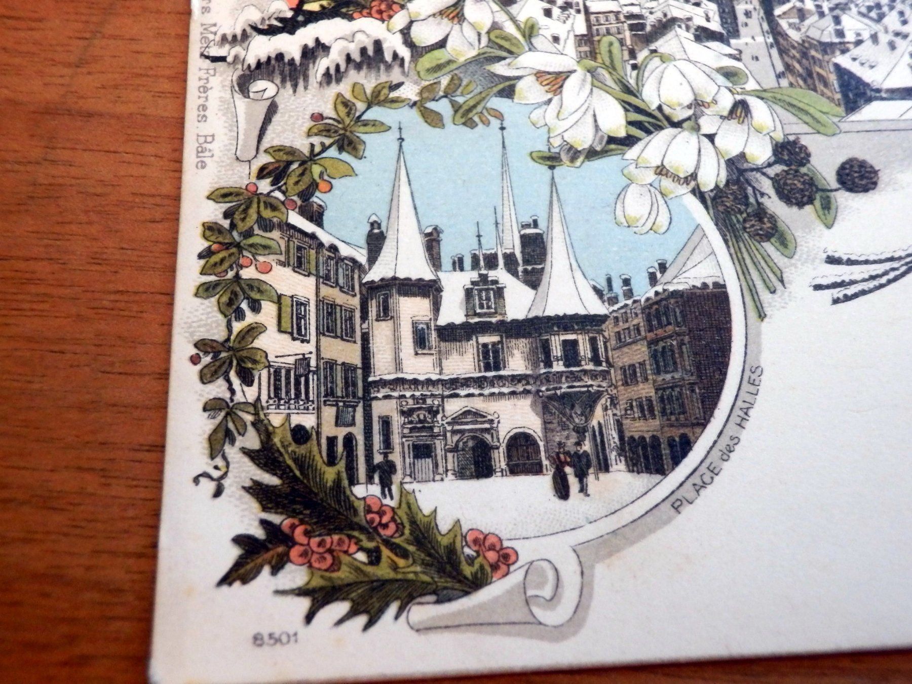 Cartoline postali: Litho. Souvenir de Neuchatel, Silvester – Usato da Ueberstorf venduto da dinbau 3