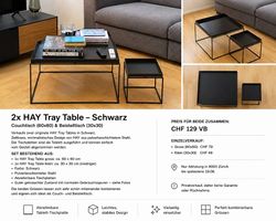 2x HAY Tray Table  Schwarz  60×60 & 30×30 cm