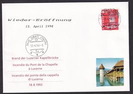 Sonderbrief W74 Wieder-Eröffnung ET Gwatt 13.4.1994