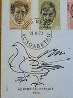 Hans Erni disegno originale Busta primo giorno Svizzera 1972