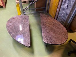 Salontisch marmor, weinrot marmoriert 2 Teile, halbherzform