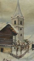 Winterliches Dorfgemälde, signiert A. Bundi, gerahmt.