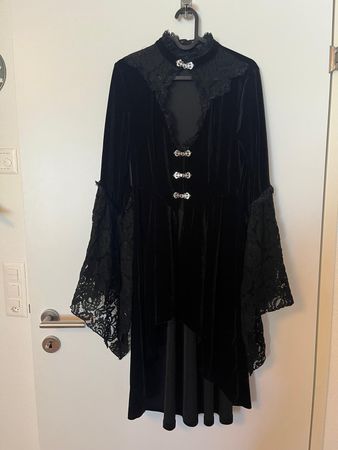 Samt Kleid/Jacke/Cardigan Gothic, Grösse S, Schwarz, Spitze