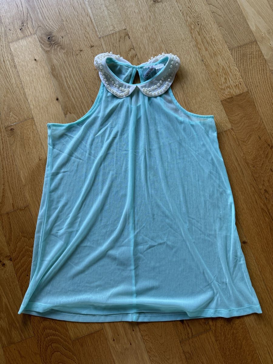 H&M Top: Mintfarbenes Sommertop Gr. 34 Perlenkragen – Usato da Davos Wolfgang venduto da glo_6dm2