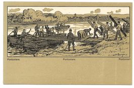 CH-Militär - Pontoniere  Fluss-Brücke - Grenzbesetzung 1. WK