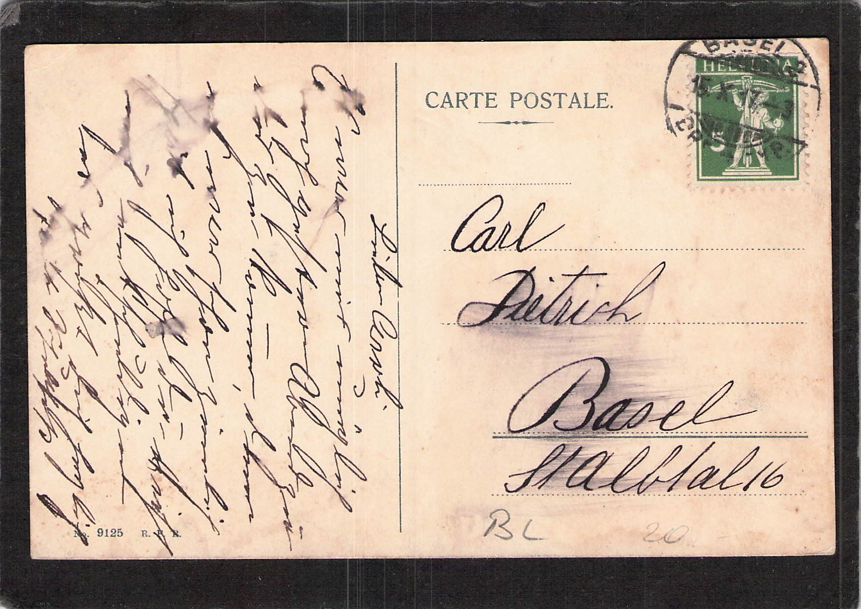Ansichtskarten: Basel - Land , wo ? gel.1917 – Gebraucht aus Reichenburg von Pipo-67 1