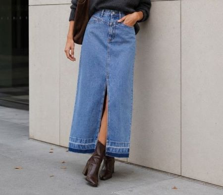 MANGO Jeansrock Maxirock Midi Rock Denimrock Gr.M NEU
