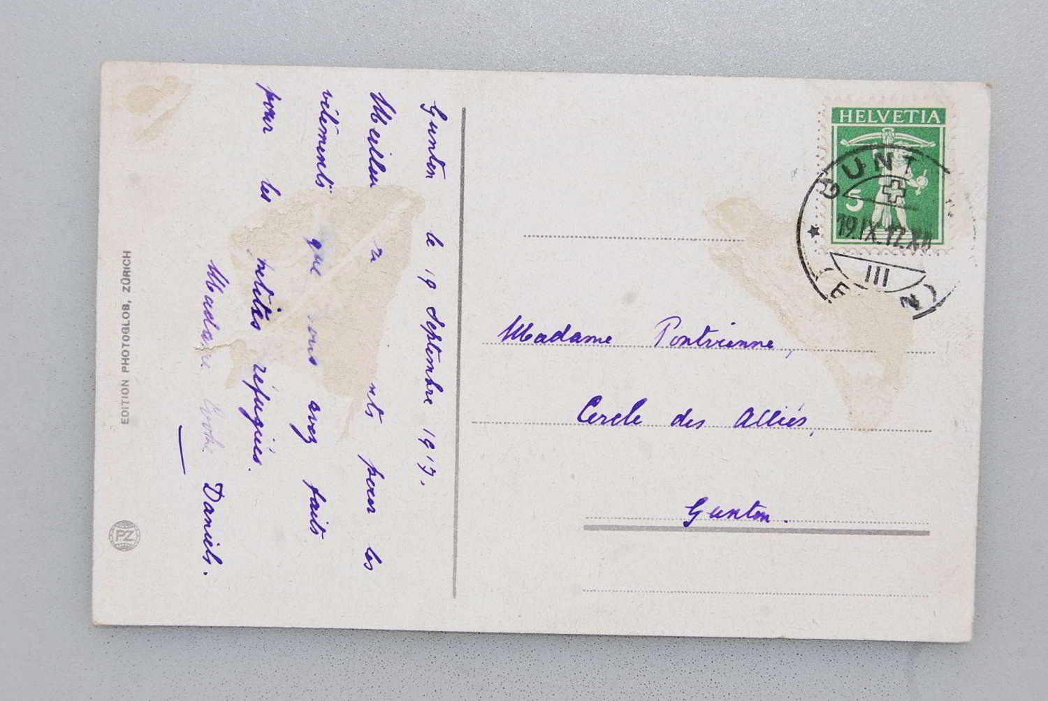 Cartoline postali: AK Gunten mit Eiger, Mönch und Jungfrau 1917 – Usato da Rüfenacht BE venduto da Toro06 1