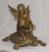 Engel auf Schildkröte / Pute / Skulptur / Bronze