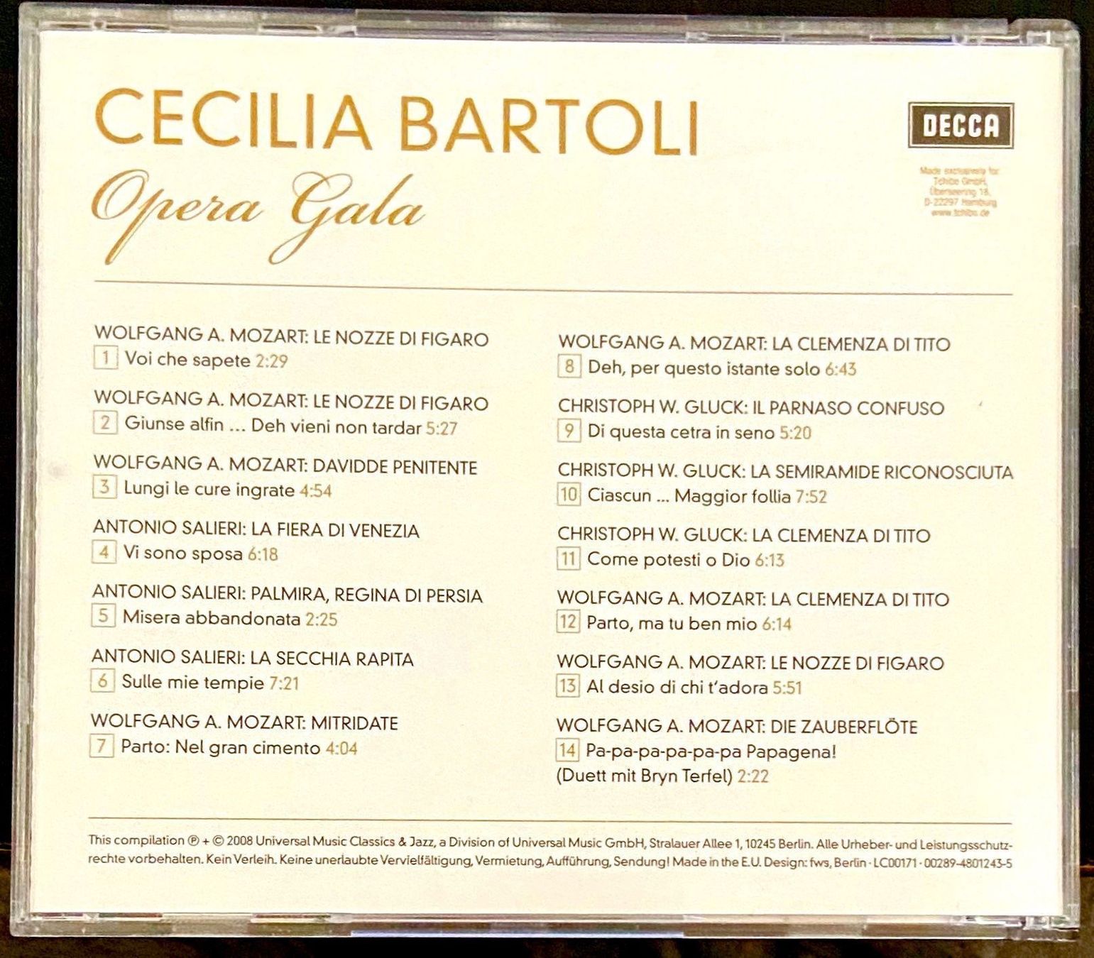 CDs: Cecilia Bartoli DECCA CD Opera Gala • Mozart • Salieri – Gebraucht aus Luzern von Lycka 1