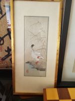 Japanisches Bild, Vogel am Wasser, mit Rahmen, 