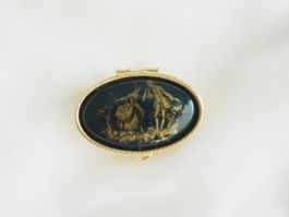 Vintage Pillendose Spiegeldose Puderdose goldfarben Rokoko