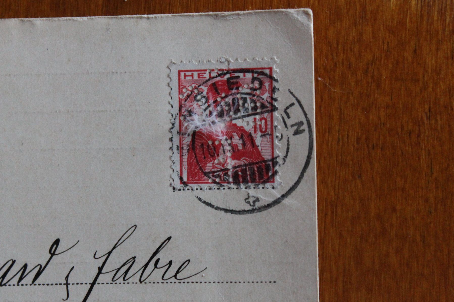 Tutti i francobolli: 1911 PK Benziger Einsiedeln, EF Perfin nach Lyon – Usato da Oftringen venduto da kambodo