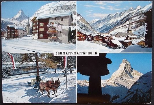 Cartoline postali: ZERMATT Matterhorn, Pferde-Schlitten – Usato da Jona venduto da philajona
