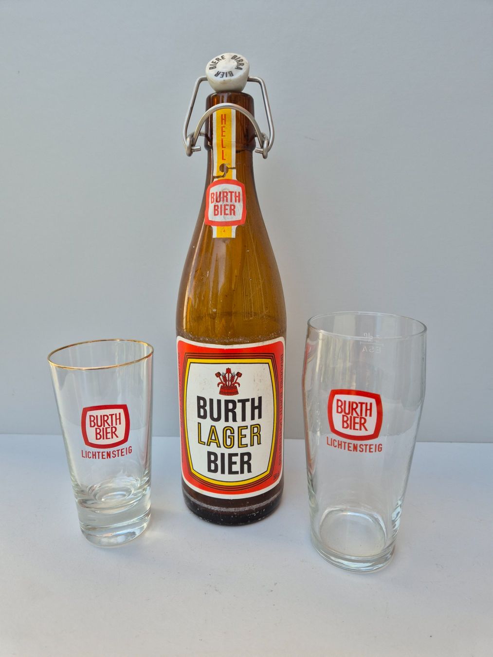Bicchieri: Bier Brauerei Burth Flasche und Gläser – Usato da St.Gallen venduto da Stocken64
