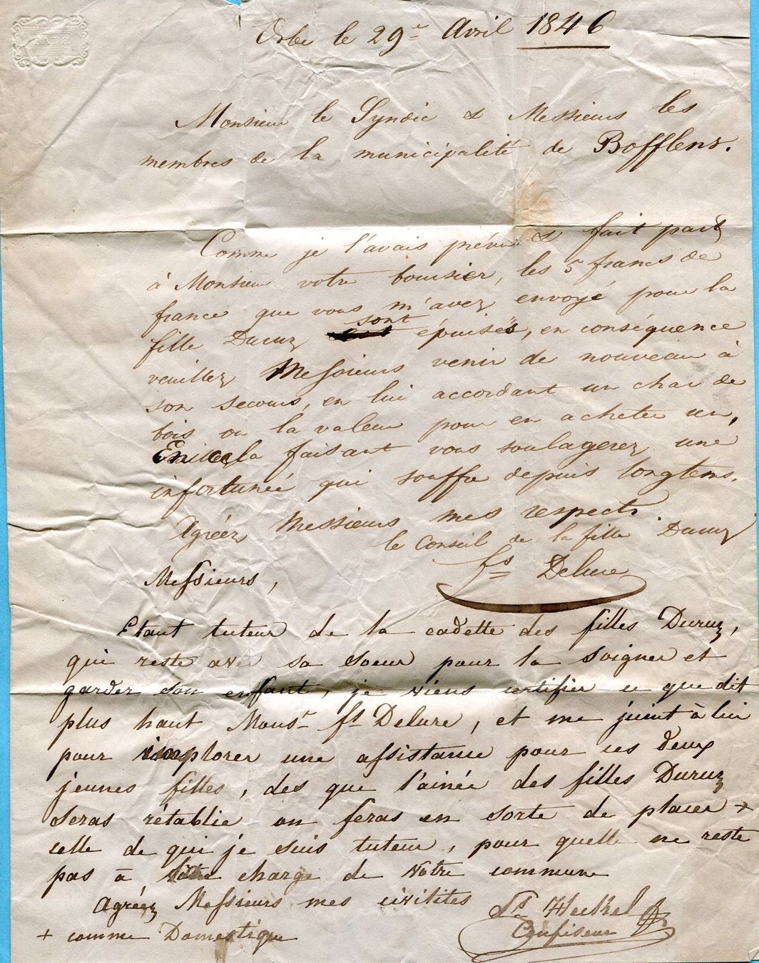 Alle Briefmarken: Faltbrief von Orbe nach Bossens 1846 – Gebraucht aus Opfikon von Prophila 1