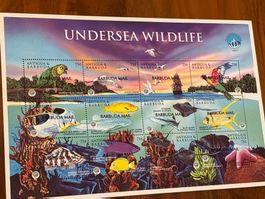 Antigua & Barbuda Briefmarkenblock, Unterwasserwelt!