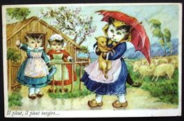 AK KATZEN Il pleut, il pleut bergère ...