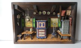 antike 3D Diorama Interior Schattenbox Bild Innenszene