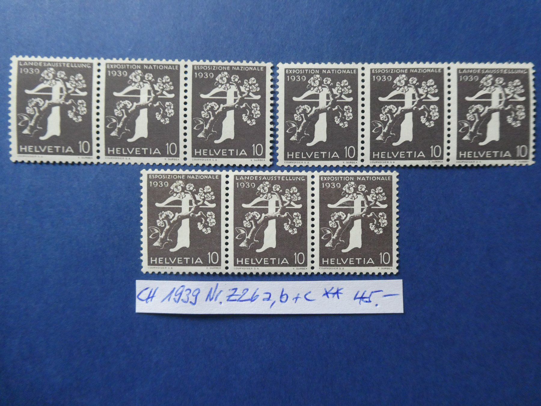 Alle Briefmarken: CH 1939 Nr. Z26a, b + c postfrisch ** – Gebraucht aus Lausen von Herbamare01