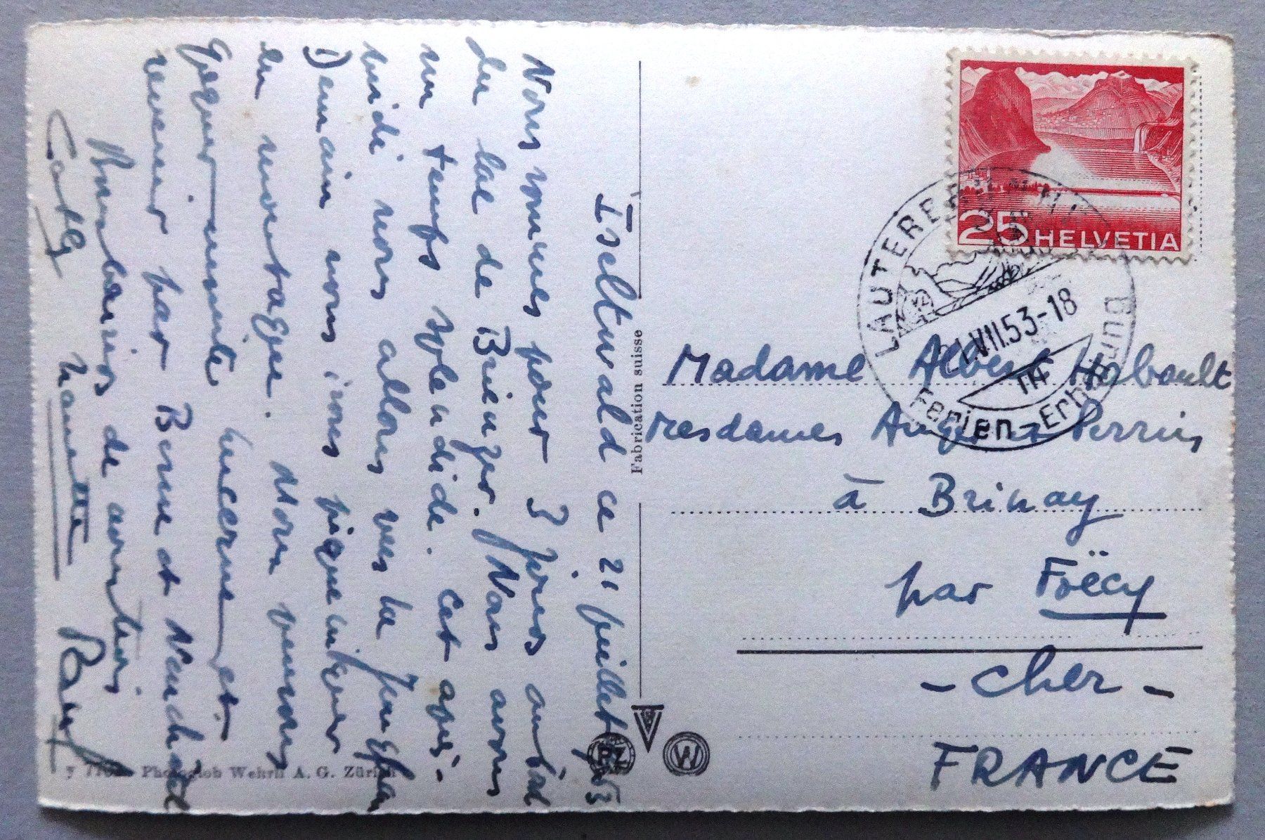 Cartoline postali: Mönch und Jungfrau von Interlaken aus – Usato da Fétigny venduto da Billy2miny 1