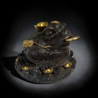 Geldfrosch Bronze 8kg – Dreibeinige Geldkröte China (alt)