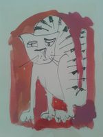 Zeichnung JAZZ Cat / Jazztheme Original Unikat gerahmt NEU