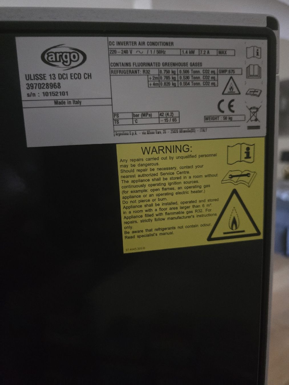Condizionatori: Argo Ulisse 13 DCI Eco CH Klimageraet – Usato da Waltenschwil venduto da Linli09 2