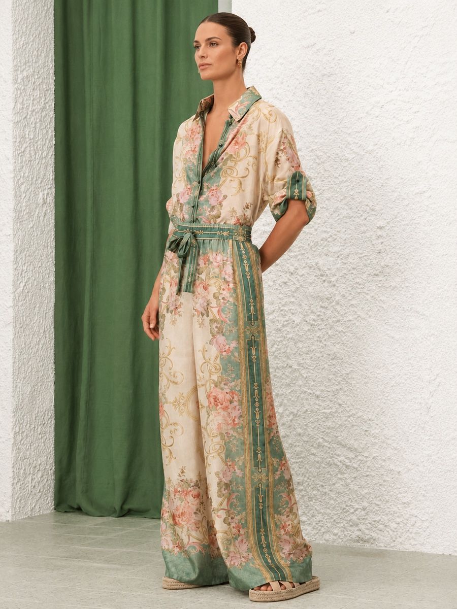 Jumpsuits: Floral Linen Blend Blouse & Pants – Neu (gemäss Beschreibung) aus St.Josefen von lop_lh8d