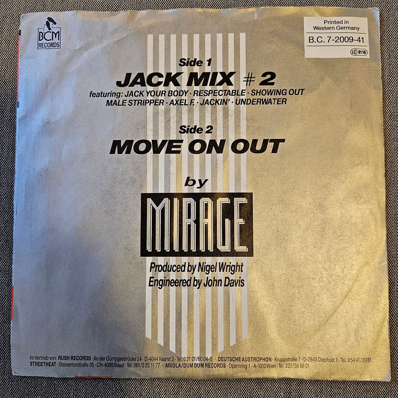 Dischi in vinile: Mirage: Jack Mix II 7" Vinyl – Usato da Männedorf venduto da egl_nfg9 1