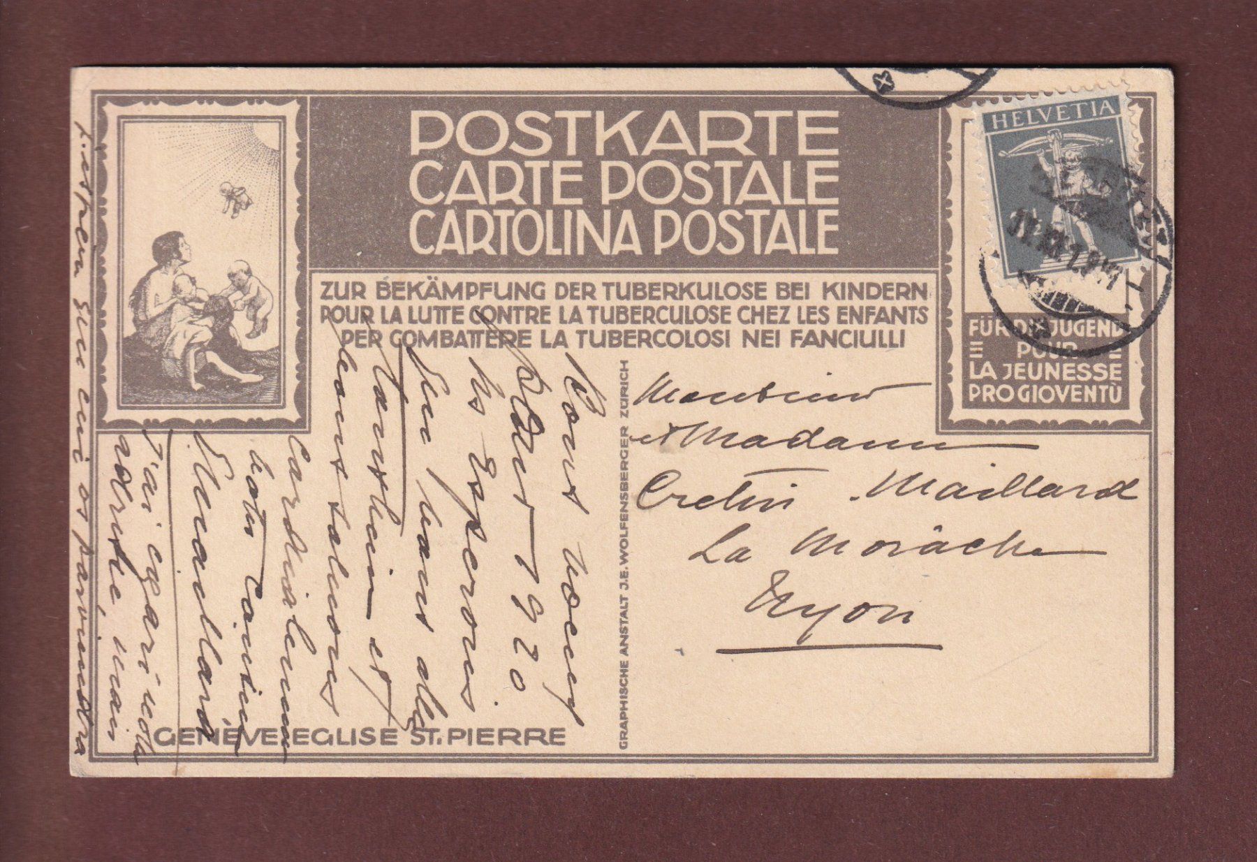 Cartes postales: GENEVE - St. Pierre - 1919 – D'occasion à Pully par nicecards 1