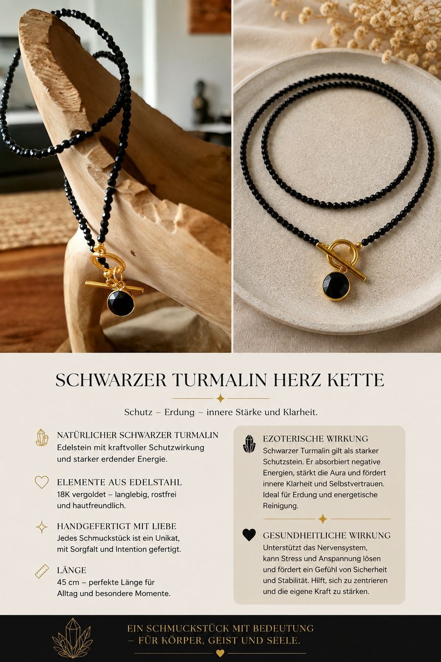 Ketten: Schwarzer Turmalin Kette 45cm – Neu und originalverpackt aus Thun von luk_7qlx