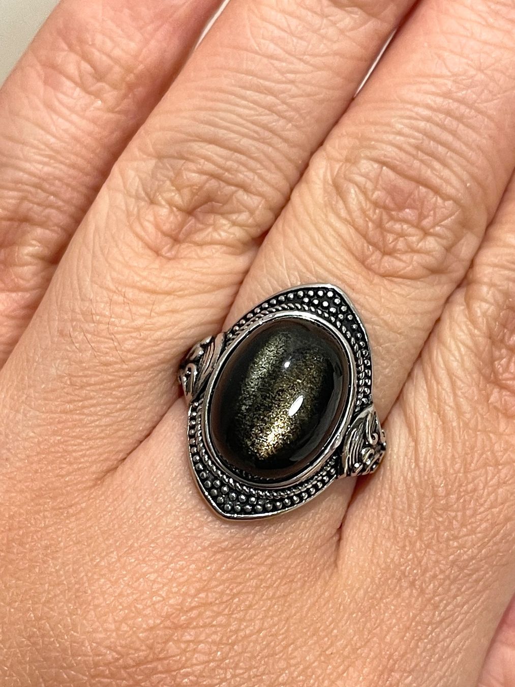 Ringe: Vintage Gold Obsidian Ring – Neu und originalverpackt aus Schiers von sisikristall 1