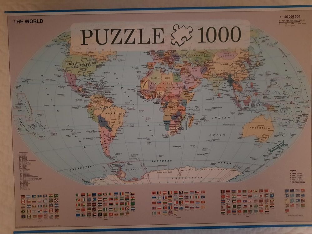 Weltkarte Puzzle 1000 Teile Rund - Kreatives Familien Puzzle 67,5cm Durchmesser