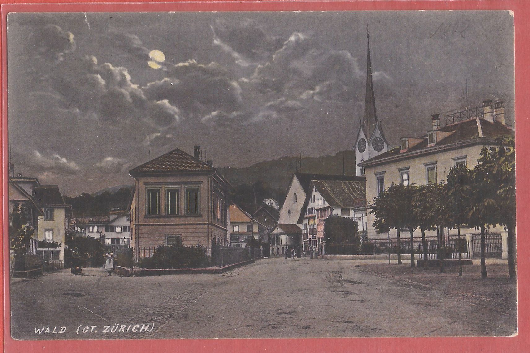 Cartoline postali: Wald ZH - Mondscheinkarte - 1908 – Usato da Fislisbach venduto da Porano